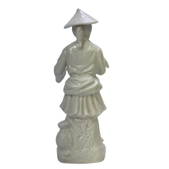 Blanc de Chine White Porcelain Vintage 'Man with Bird' 8" Figurine - Picture 3 of 6